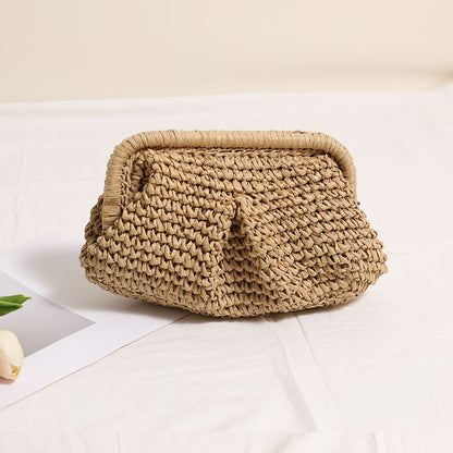 A INS paper rope woven bag female Internet celebrity shoulder crossbody shoulder strap vacation beach bag versatile chain bag