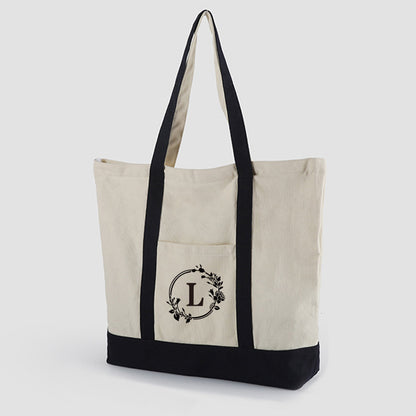A thickened canvas supermarket environmental protection bag large capacity new cross-border grocery shopping bag strong zipper tote bag can be printed logo - Mixbatch