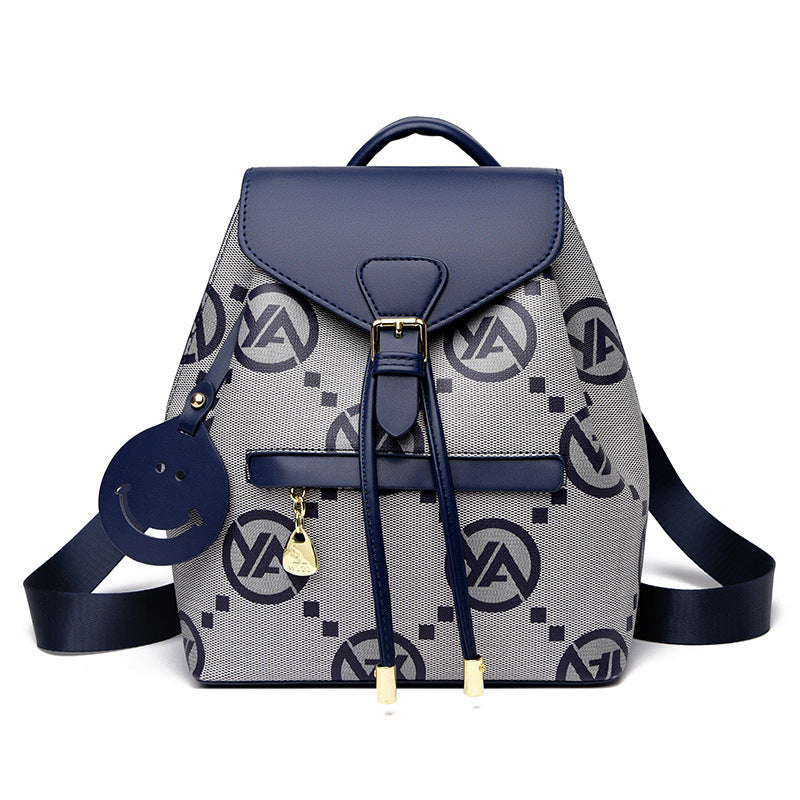 A new fashionable versatile soft leather large-capacity schoolbag leisure travel bag high value backpack - Mixbatch