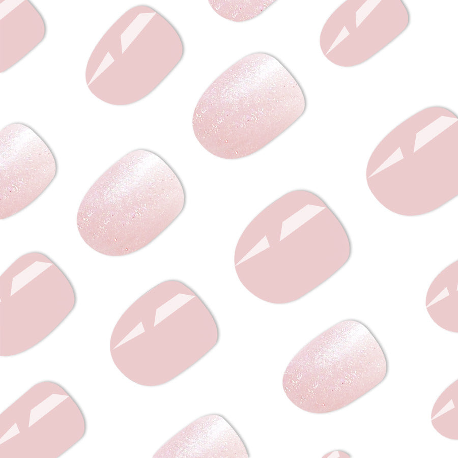 A short glossy oval nail, European, American cross-border foreign trade flash, light skin glitter, removable and wearable nail patch 24 pieces - Mixbatch