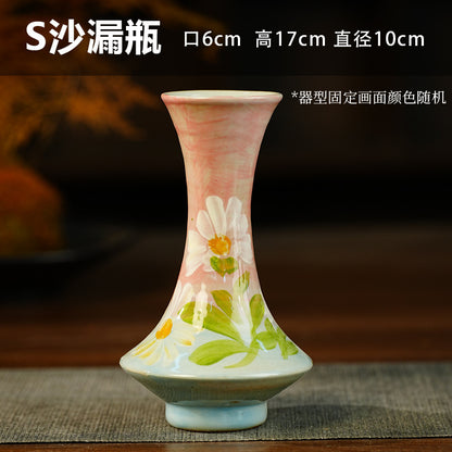 A Jingdezhen handmade oil painting vase dried flower home decoration TV cabinet ornament wine cabinet TV cabinet ceramic flower device