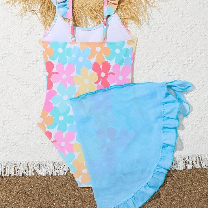 A children's one-piece swimsuit fresh flower girl Korean version - Mixbatch