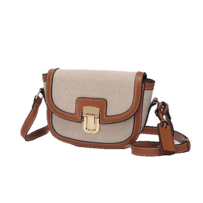 A autumn new Korean niche contrasting color single shoulder diagonal span saddle bag retro versatile underarm small bag women
