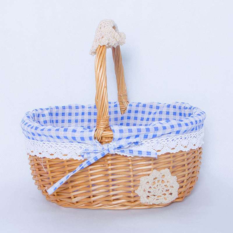 A Portable rattan storage basket Outdoor willow picnic basket Sundries storage ins Wind gift basket Rattan woven basket