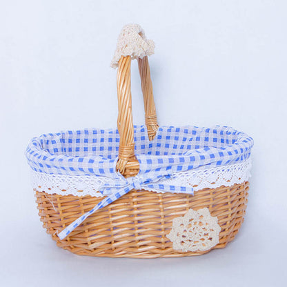 A Portable rattan storage basket Outdoor willow picnic basket Sundries storage ins Wind gift basket Rattan woven basket