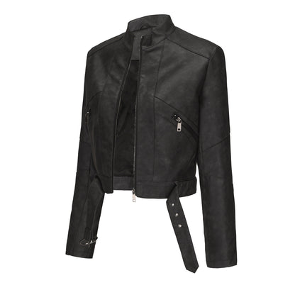A women's leather jacket