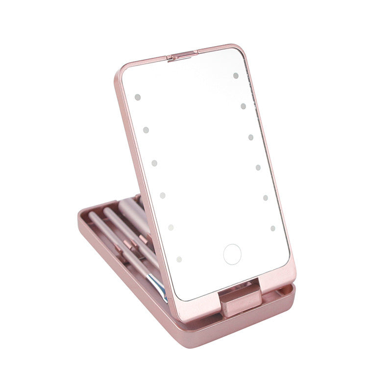 A LED lamp makeup mirror makeup brush set