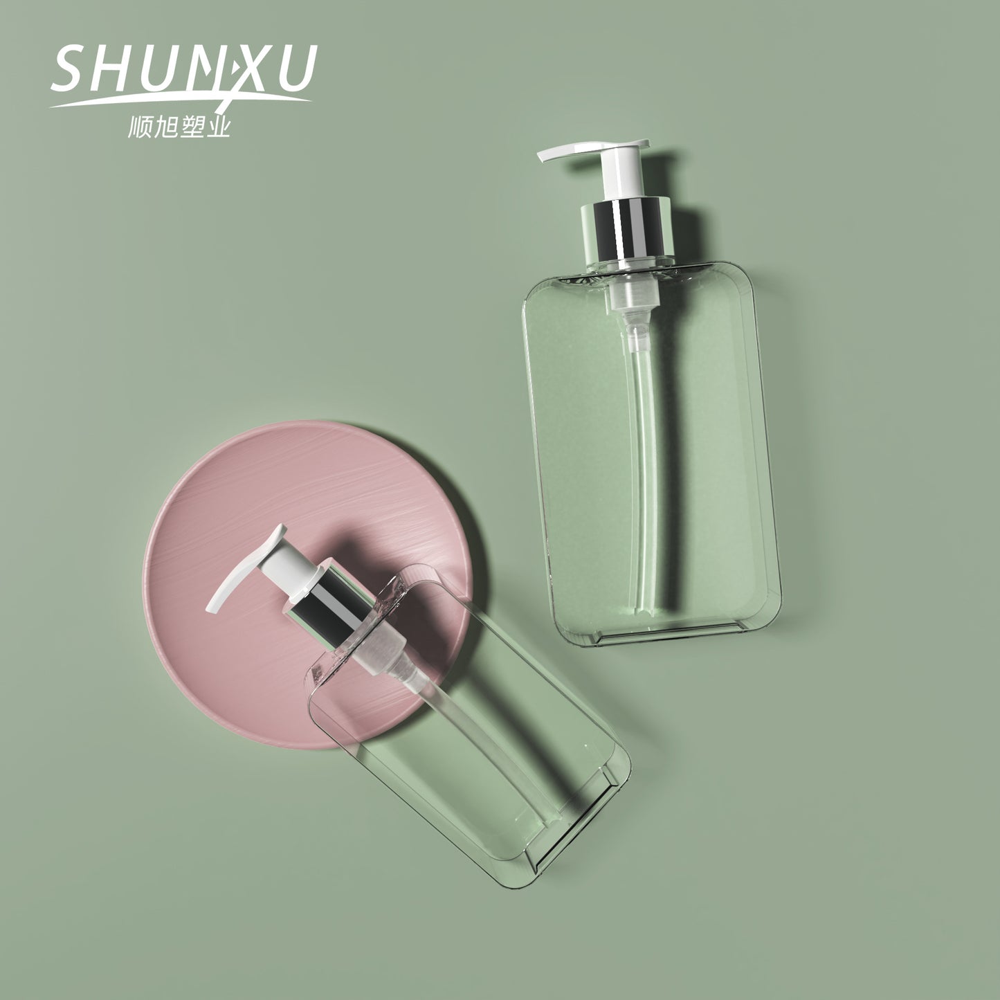 A 300ml transparent flat bottle body lotion bottle PETG square foam pressing bottle 200ml pressing cleansing milk bottle - Mixbatch