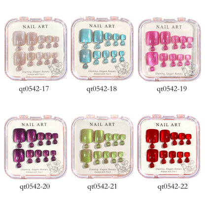 A manicure handmade wear nail spar cat eye flash drill foot nail patch wear nail foot manicure fake nail wholesale - Mixbatch