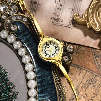 A bracelet watch small retro bracelet women's watch gold high value fine belt quartz watch