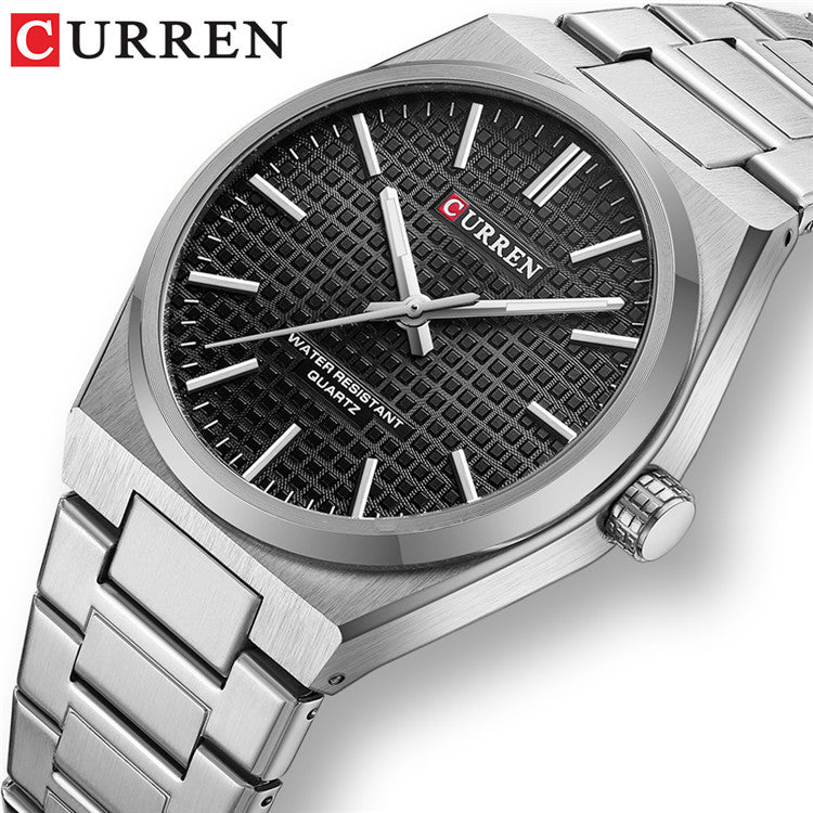 A 8439 Steel Strap Watch Simple Calendar Large Dial Business Watch Waterproof Boys Fashion