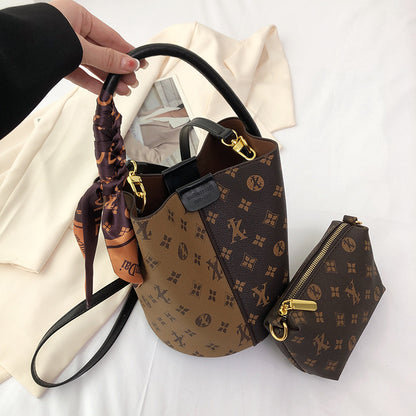 A high-end women's bag, new fashion printed mother and child bucket bag, versatile single shoulder crossbody portable cross-border bag