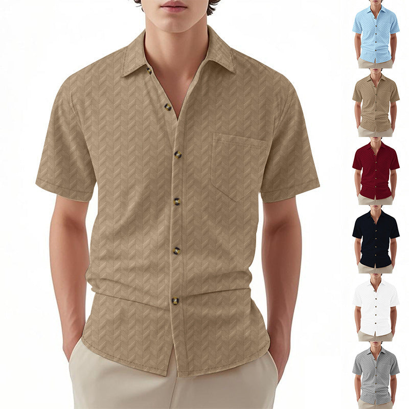A Men's Solid Color Short Sleeve Shirt
