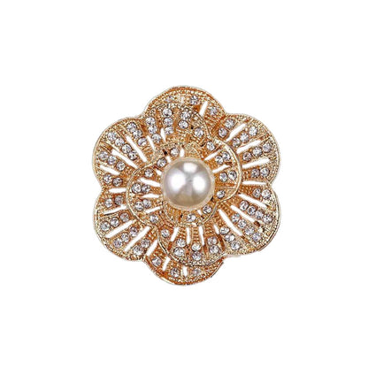 A Cross-border hot-selling Korean version of pearl brooch, high-end diamond-encrusted flower pin, anti-light brooch clothing accessories - Mixbatch