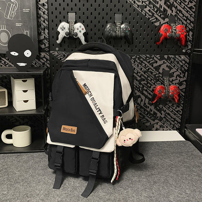 A Korean version ins new high-value trendy and cool contrasting backpack, couple light travel travel large-capacity backpack