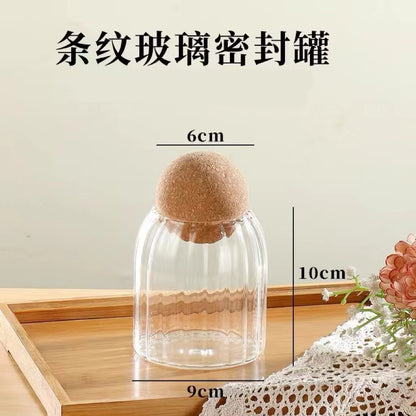 A round cork heat-resistant glass jar tea seal jar flower fruit tea coffee bean display bottle household jar storage