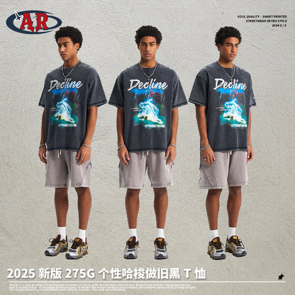 A Batik print T-shirt Men's short sleeve
