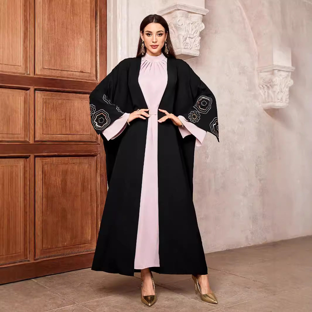 Cross-border women's clothing new Middle East Muslim fashion cardigan Dubai Arab robe bat sleeve elegant dress - Mixbatch