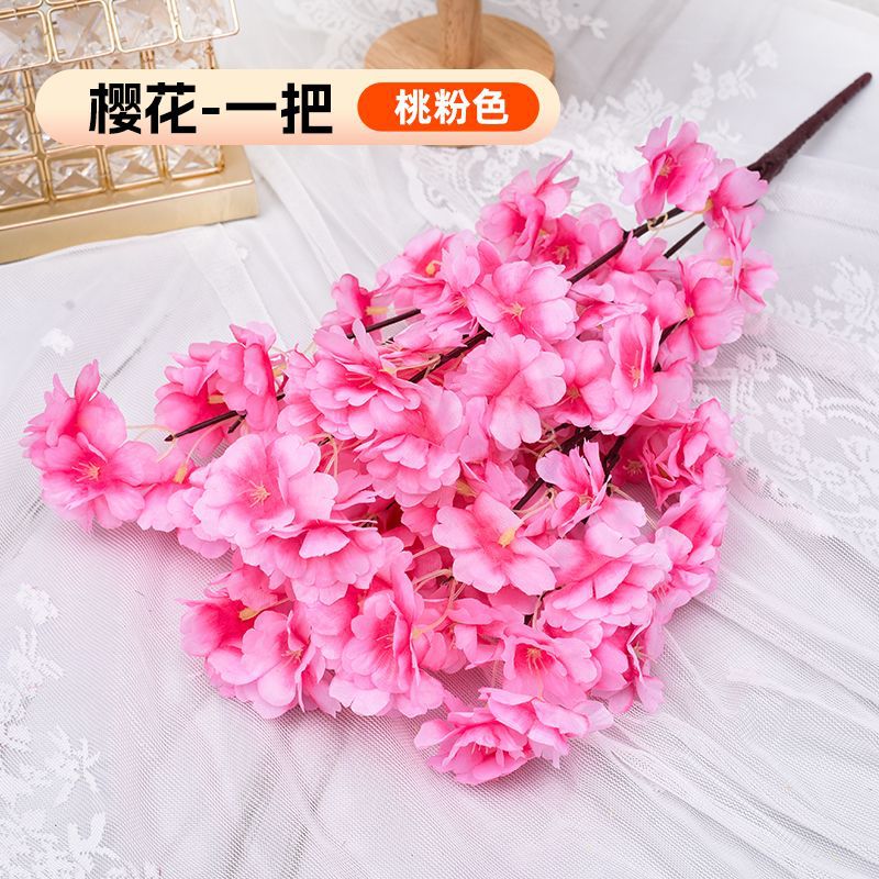 A Simulation Cherry Blossom Branch Cherry Blossom Tree Plastic Peach Blossom Arrangement Wedding Ceiling Decoration Indoor Home Tabletop Ornament
