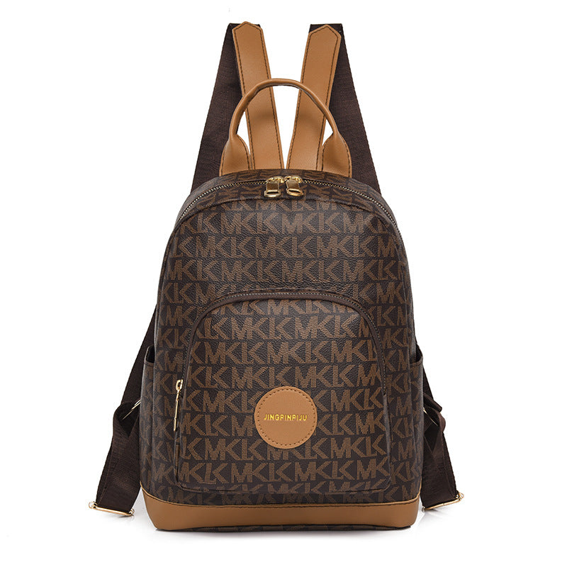A daily versatile letter contrasting backpack manufacturer wholesale PU casual portable backpack - Mixbatch