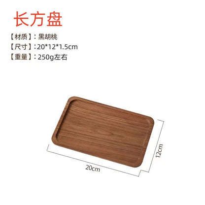A Black walnut tray Rectangle Japanese-style household water cup Solid wood tray Original wooden tea tray Dining tray Wooden plate