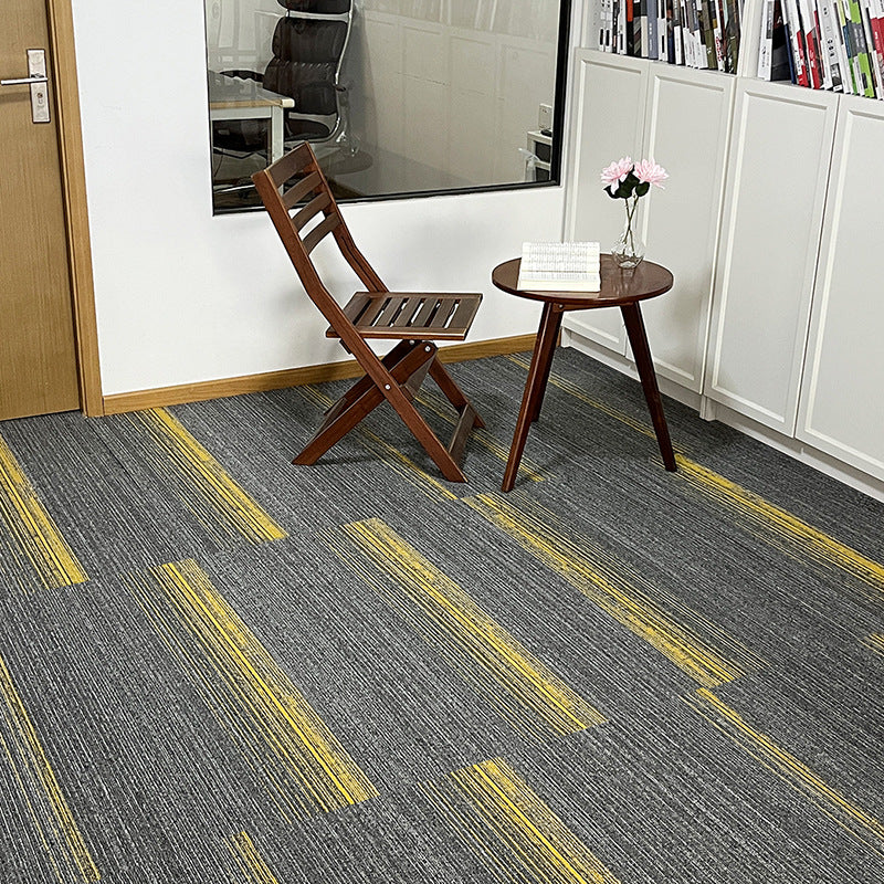 A Office  Building Meeting Room Fire Resistant Dirt Resistant Flame Retardant Environmental Protection Grey Striped Square Splicing B1 Fire Carpet