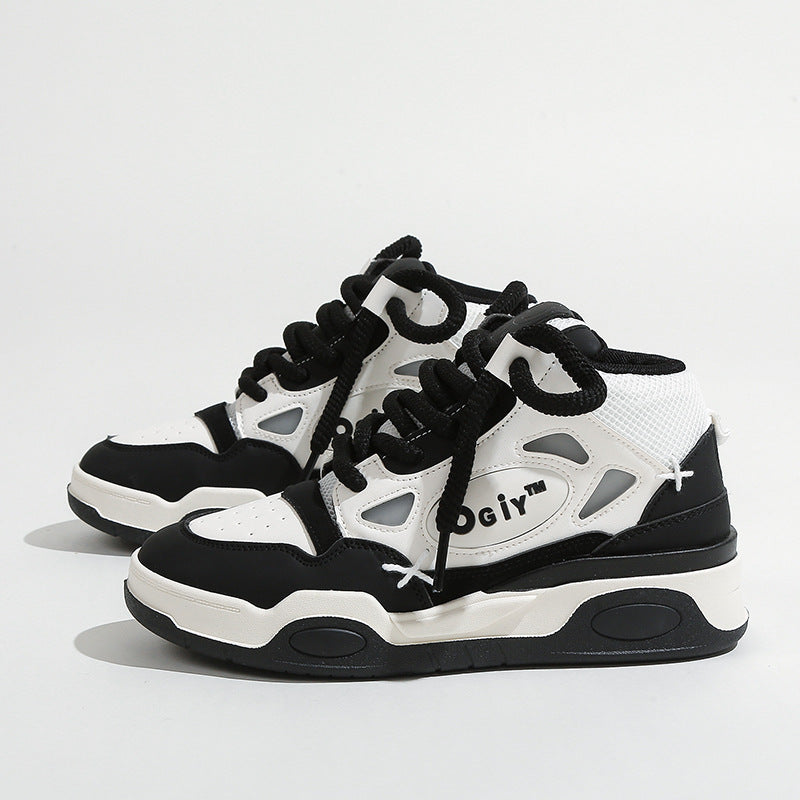 A men's and women's same high-top flats