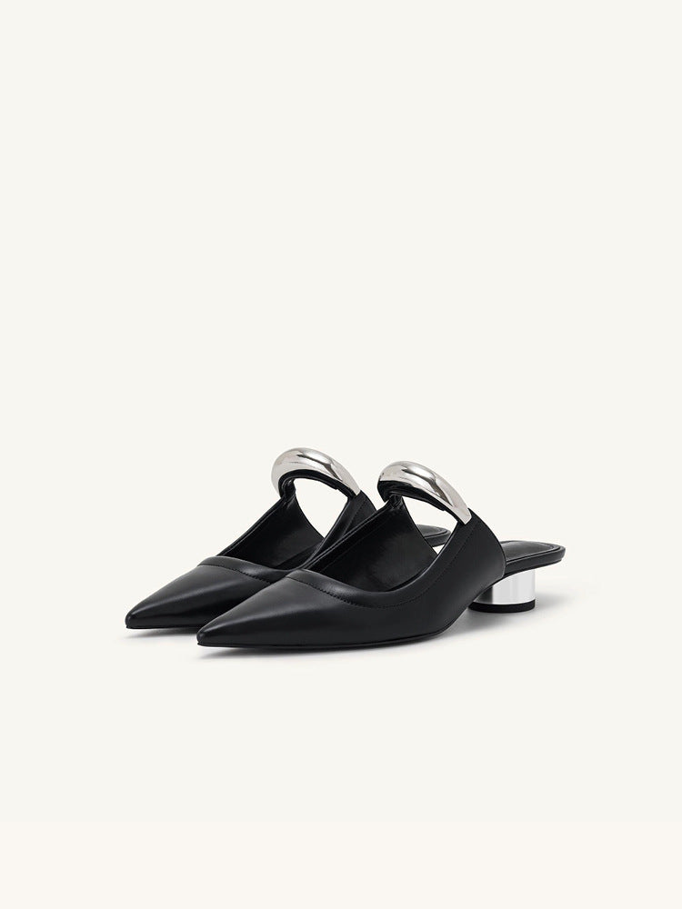 A simple pointed women's slippers medium heel multi-colored sandals