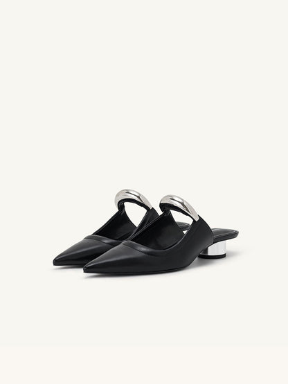 A simple pointed women's slippers medium heel multi-colored sandals