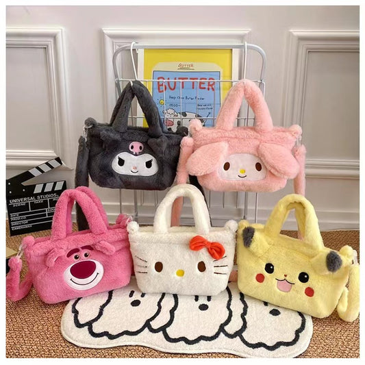 A new plush toy handbag shoulder oblique span bag cartoon bag girl foreign versatile