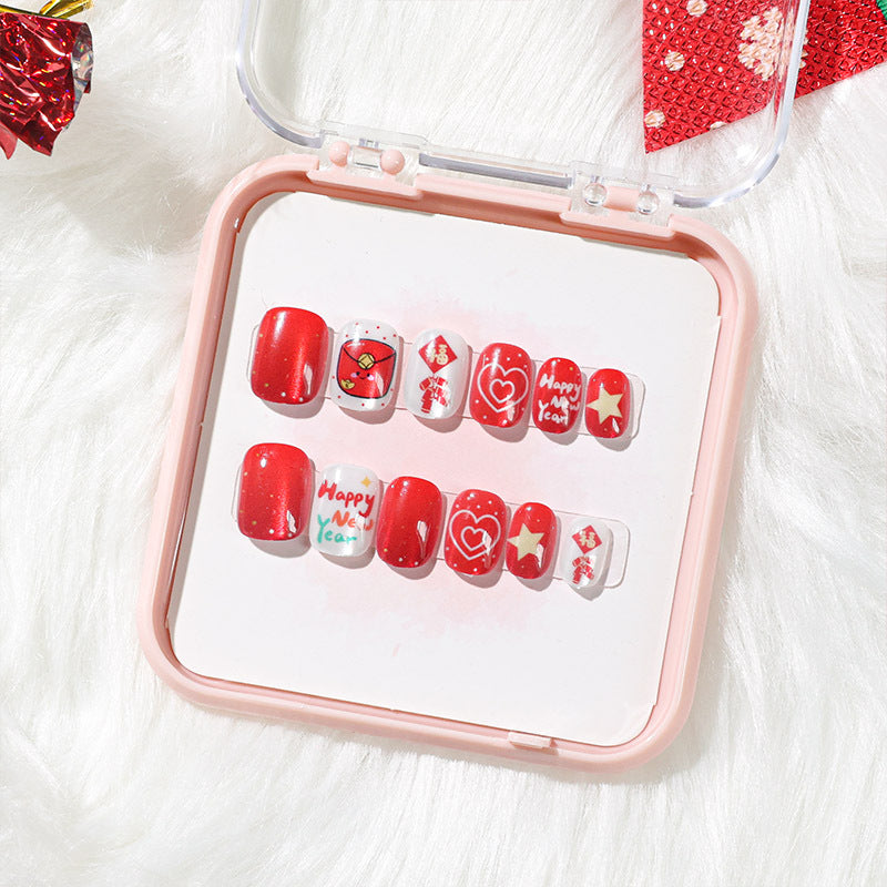 A new three-dimensional gilt cat's eye wearing armor, handmade nail piece nail piece finished nail piece cute cartoon nail sticker - Mixbatch