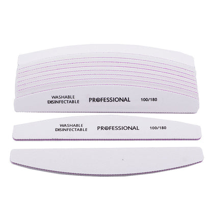 A Nail art tool nail file, white sandpaper grinding strip, half-month double-sided washable wear-resistant nail rubbing strip wholesale - Mixbatch