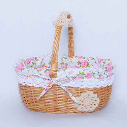 A Portable rattan storage basket Outdoor willow picnic basket Sundries storage ins Wind gift basket Rattan woven basket
