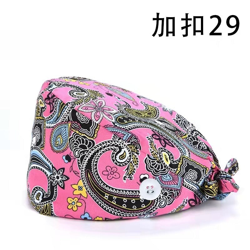 A Cross-border surgical cap Cotton solid color nurse operating room cap Sweat-absorbing and windproof confinement cap Dental dentist cap