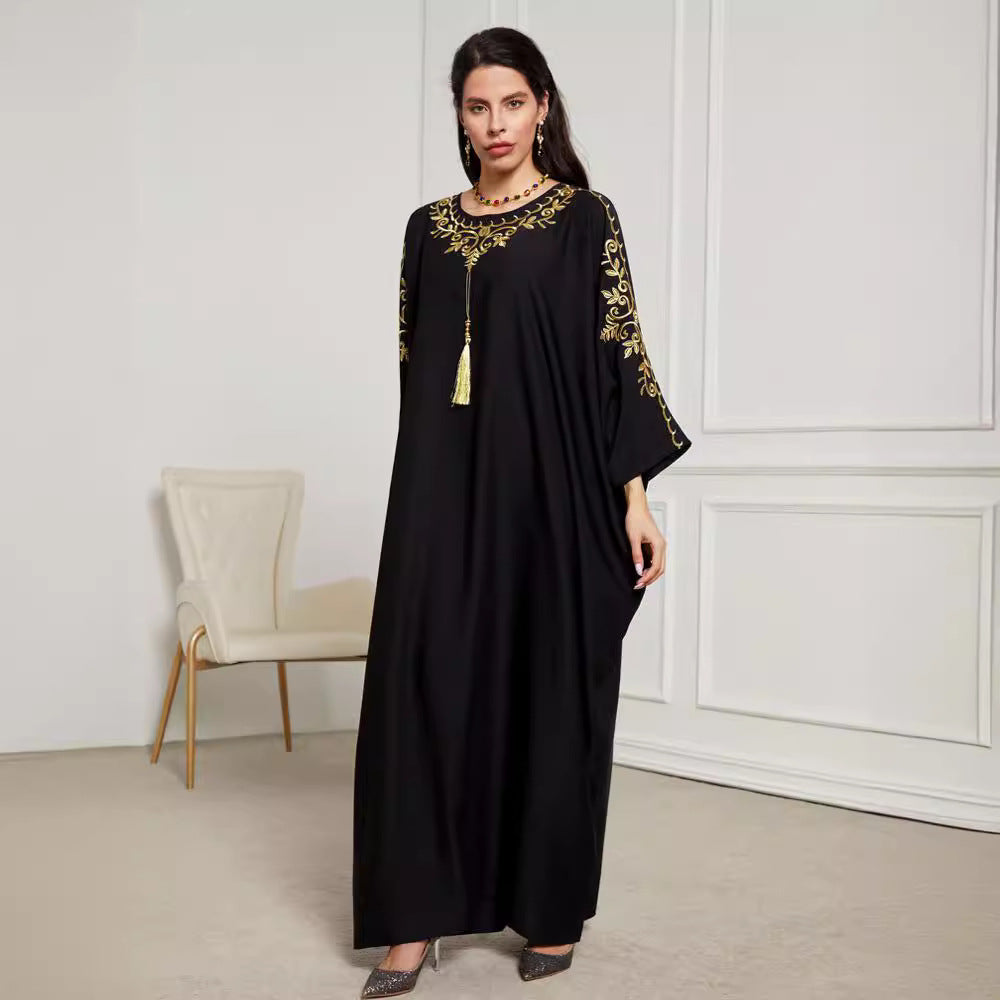 New Middle East Dubai Robe Clothing AliExpress Fashion Elegant Blouse Embroidered Dress - Mixbatch