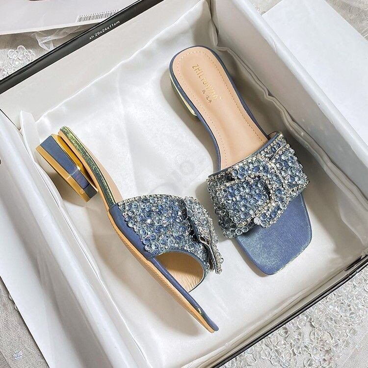 A summer rhinestone slippers women's summer