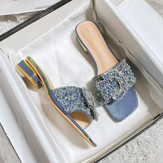 A summer rhinestone slippers women's summer