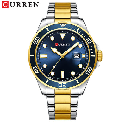 A Curren/Carrion 8388 Men's Watch, Waterproof Quartz Steel Strap Watch, Calendar Quartz watches