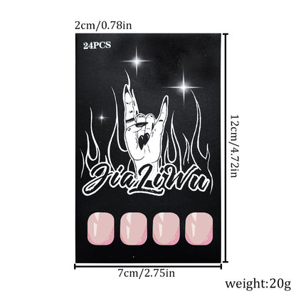 A short glossy oval European and American cross-border foreign trade fresh and fashionable French glitter removable wearable nail patch 24 pieces - Mixbatch