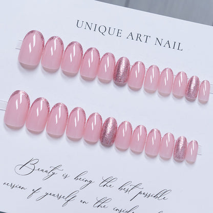 A short round head red pink French fairy wearing manicure nail piece removable nails white finished product wholesale - Mixbatch