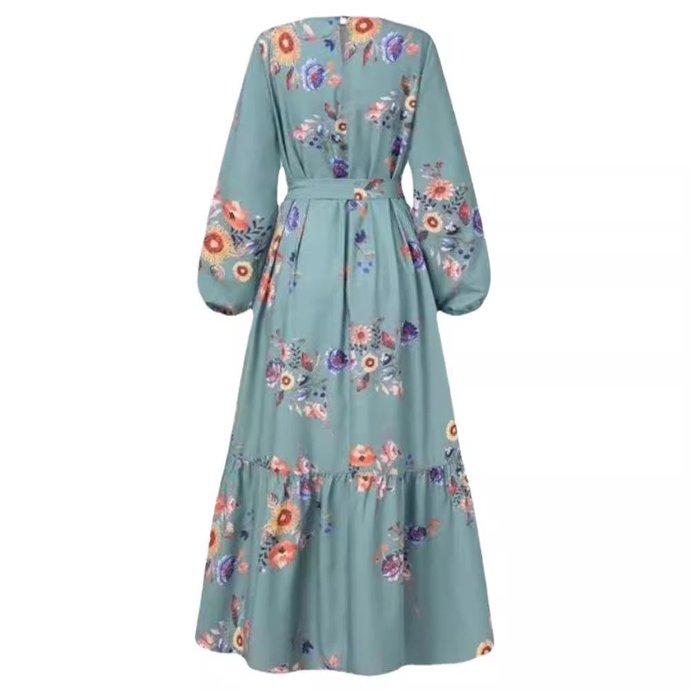 Arab Turkish Muslim Women's Dress Party Dress Women's Long Sleeve Printed Robe Wholesale - Mixbatch