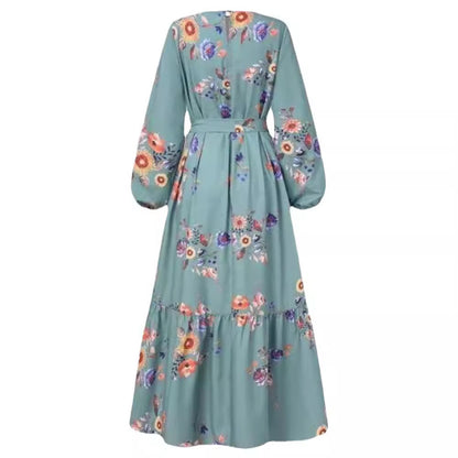 Arab Turkish Muslim Women's Dress Party Dress Women's Long Sleeve Printed Robe Wholesale - Mixbatch