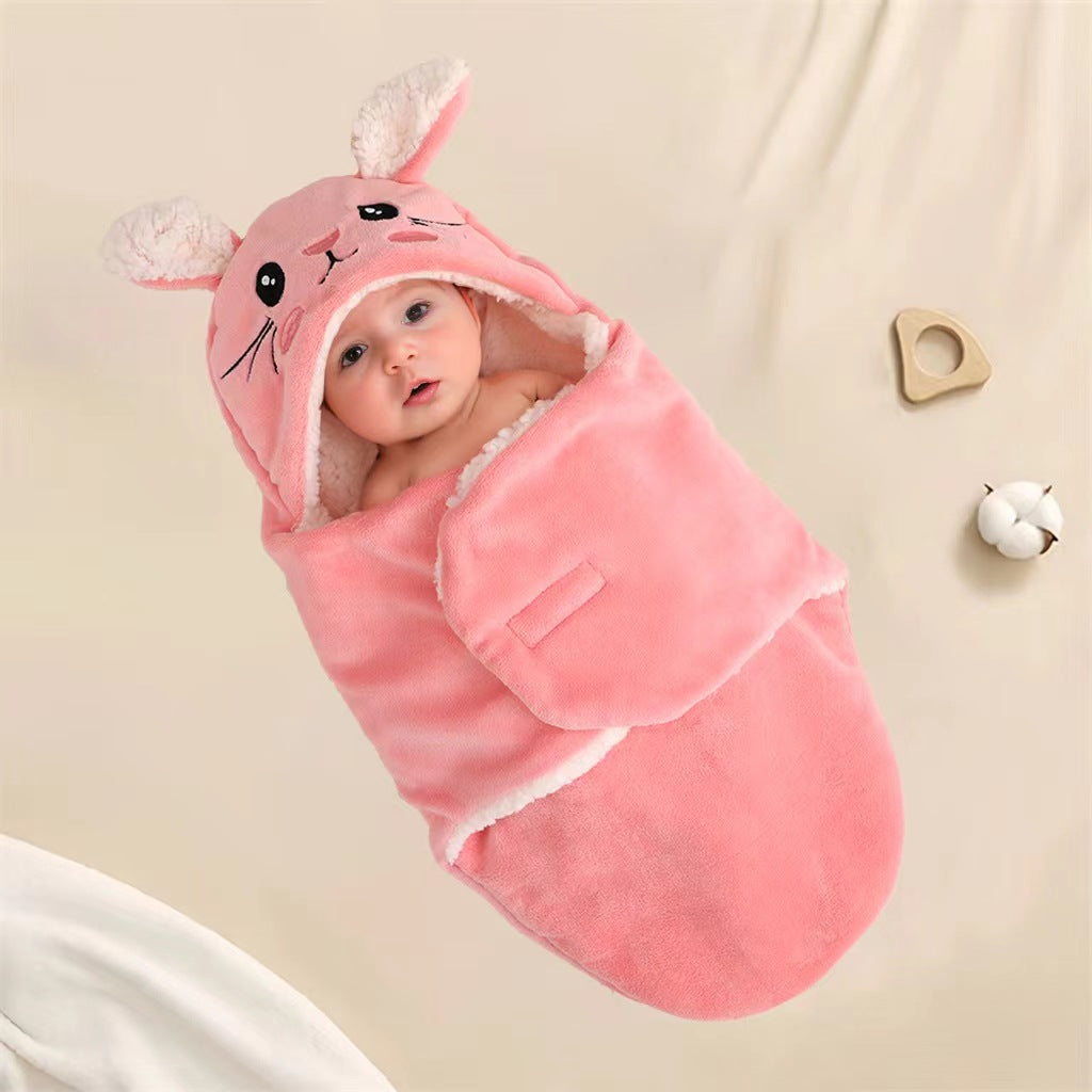 Cross-border newborn baby blanket newborn blanket cartoon spring and autumn winter single baby delivery room thickened swaddle sleeping bag