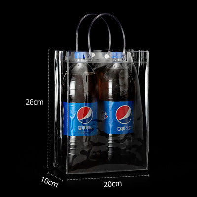 A Spot plastic pvc tote bag, transparent gift packaging bag, milk tea with hand gift, hi candy, portable pvc packaging bag