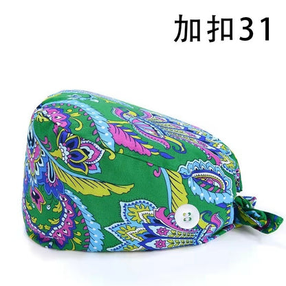 A Cross-border surgical cap Cotton solid color nurse operating room cap Sweat-absorbing and windproof confinement cap Dental dentist cap