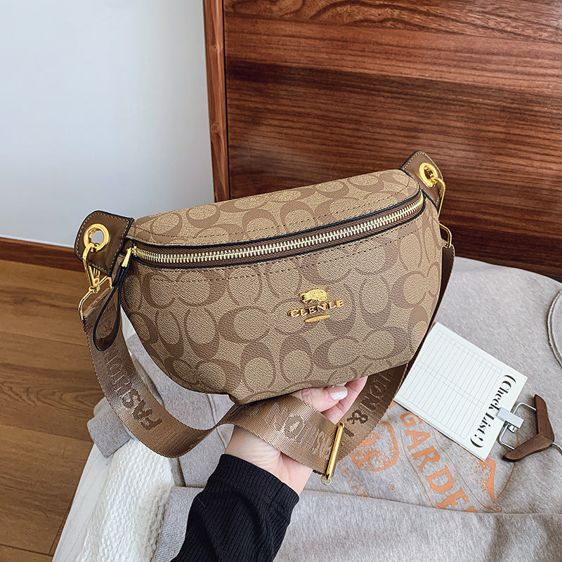 A new women's breast bag, fanny pack, temperament, high-end fashion printed shoulder messenger women's bag - Mixbatch