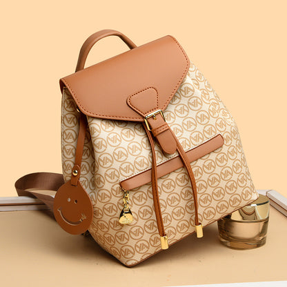 A new fashionable versatile soft leather large-capacity schoolbag leisure travel bag high value backpack - Mixbatch