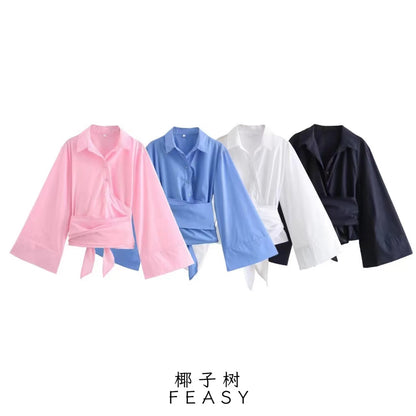 A long-sleeved blouse