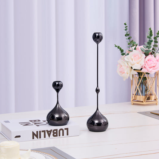 A European light luxury metal water drop silver candle table model house decoration home living room table dining room craft ornament