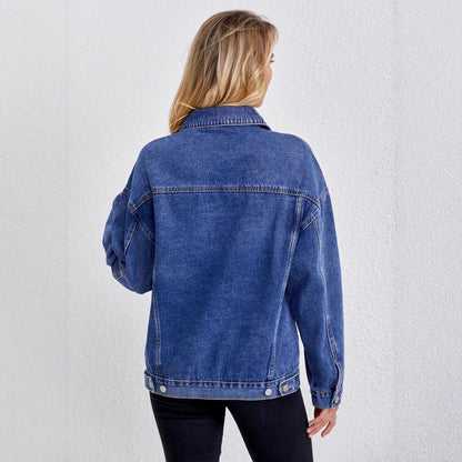 A denim jacket fashion oversized loose women denim jacket versatile